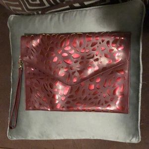 Burgundy envelope style clutch/bag